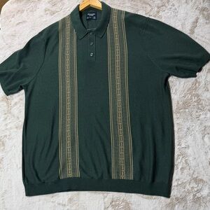 Abercrombie & Fitch Men’s Front Blocked Stripe Knit Polo in dark green XXL Tall